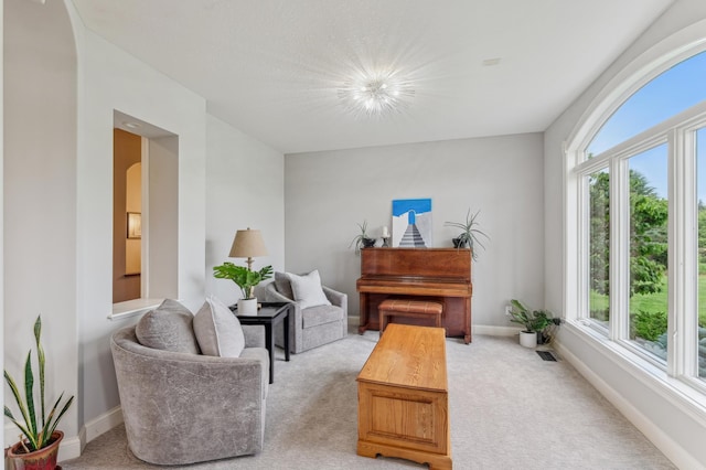 3287 Norcrest Ave N, Baytown Twp, MN 55082 - sitting room featuring healthy amount of natural light, arched walkways, and light carpet