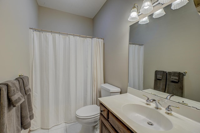 1994 80th St, Somerset, WI 54025 - bathroom with toilet, vanity, tile patterned flooring, and a shower with curtain