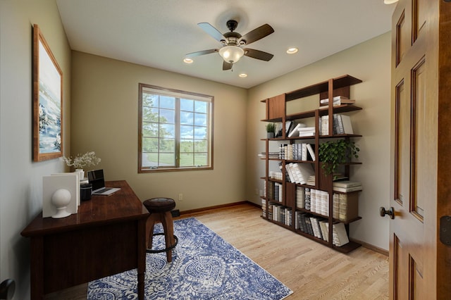 1994 80th St, Somerset, WI 54025 - office area with ceiling fan, light wood finished floors, baseboards, and recessed lighting