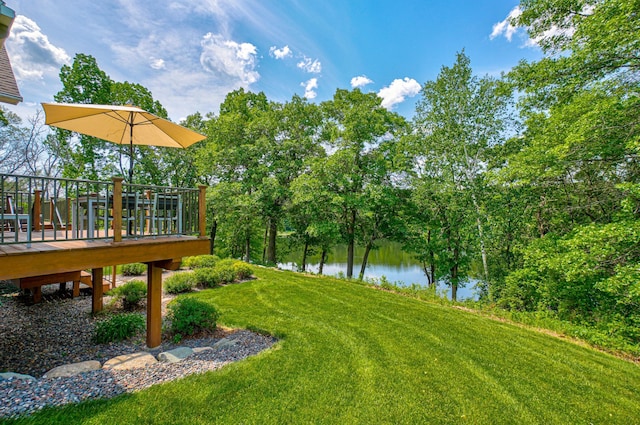 1994 80th St, Somerset, WI 54025 - view of grassy yard featuring a deck with water view
