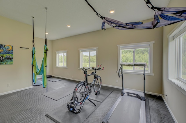 1994 80th St, Somerset, WI 54025 - exercise area featuring baseboards, carpet floors, and recessed lighting