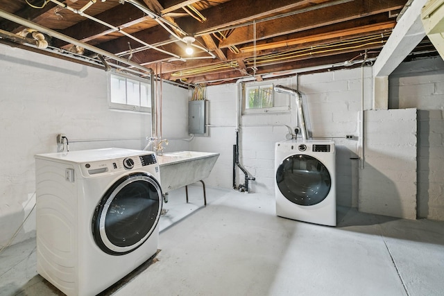 228 Sidney St W, Saint Paul, MN 55107 - washroom with washer and clothes dryer, healthy amount of natural light, and electric panel