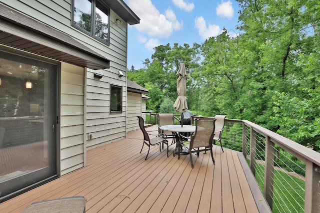 6033 Sargent Ct N, Lino Lakes, MN 55110 - wooden terrace featuring outdoor dining space