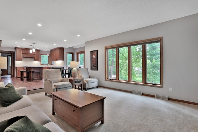 6033 Sargent Ct N, Lino Lakes, MN 55110 - living area featuring recessed lighting, baseboards, and light colored carpet