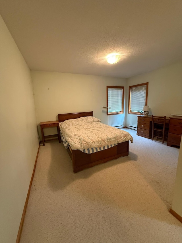 306 1st St, Belview, MN 56214 - carpeted bedroom featuring baseboard heating and a textured ceiling