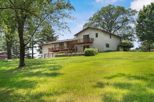 17855 Round Lake Blvd NW, Andover, MN 55304 - back of house featuring a wooden deck, a yard, and stairway