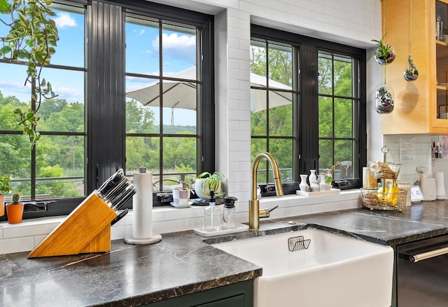 6855 Timber Crest Dr, Maple Grove, MN 55311 - kitchen featuring dishwasher, plenty of natural light, and dark countertops
