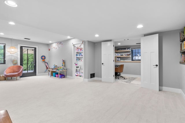 6855 Timber Crest Dr, Maple Grove, MN 55311 - game room with carpet, an office area, and recessed lighting