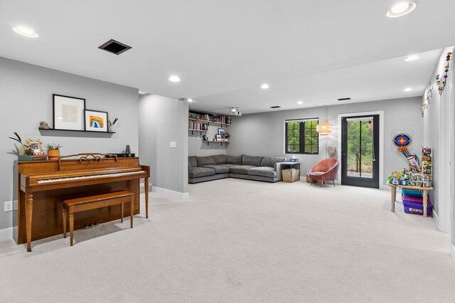 6855 Timber Crest Dr, Maple Grove, MN 55311 - living room featuring light colored carpet and recessed lighting