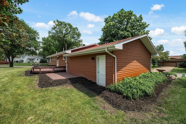 17900 Weaver Lake Dr, Maple Grove, MN 55311 - view of side of property featuring a wooden deck and a lawn