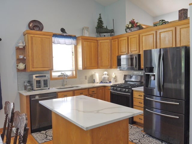 17098 Pheasant Meadow Ln SW, Prior Lake, MN 55372 - kitchen featuring stainless steel appliances, backsplash, and a center island