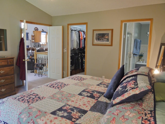 17098 Pheasant Meadow Ln SW, Prior Lake, MN 55372 - carpeted bedroom with a walk in closet, a closet, vaulted ceiling, and connected bathroom