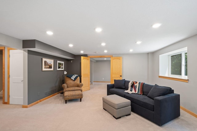 3440 Glenarden Rd, Arden Hills, MN 55112 - living room featuring light carpet and recessed lighting