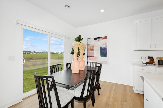 2134 Tyrone Dr, Shakopee, MN 55379 - dining space with light wood finished floors, baseboards, and recessed lighting