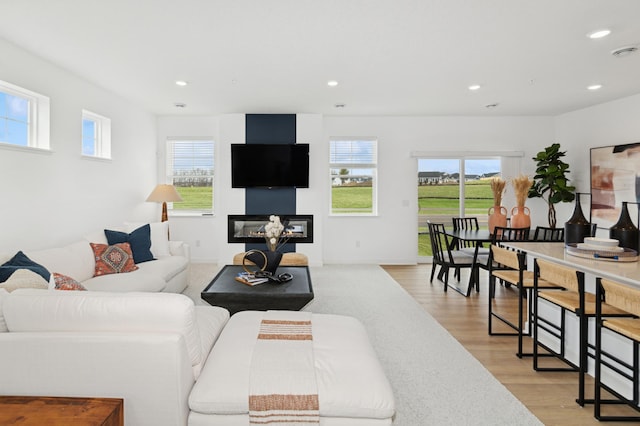 2134 Tyrone Dr, Shakopee, MN 55379 - living area with recessed lighting, light wood-style flooring, and a glass covered fireplace