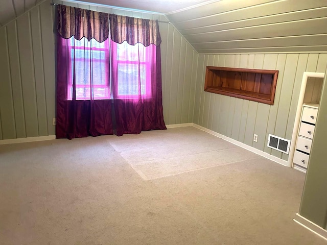 3500 Abbott Ave N, Robbinsdale, MN 55422 - additional living space featuring vaulted ceiling, carpet floors, and wood walls