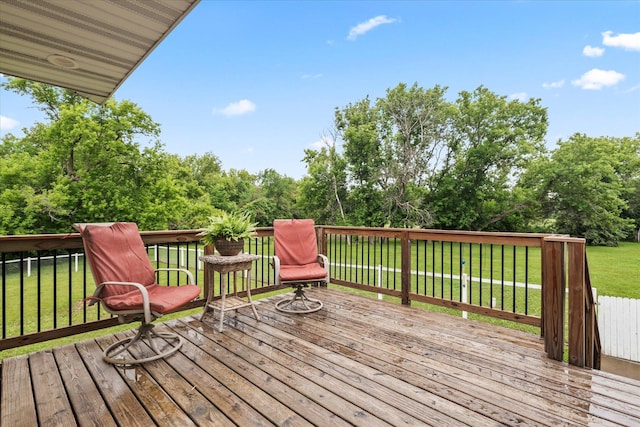 8165 240th St W, Eureka Twp, MN 55044 - wooden terrace with a lawn and view of wooded area