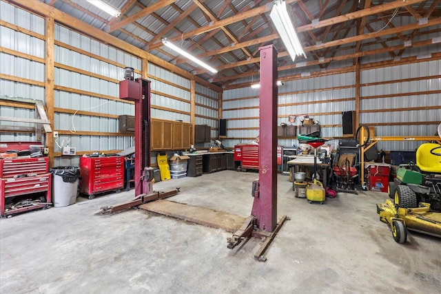 8165 240th St W, Eureka Twp, MN 55044 - garage with a workshop area and metal wall