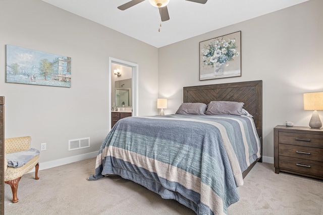 18165 Garland Path, Lakeville, MN 55044 - bedroom with light carpet, ensuite bathroom, and ceiling fan