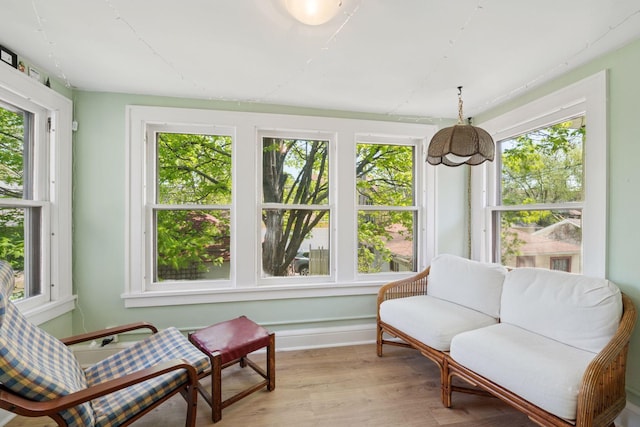 3229 Fremont Ave S, Minneapolis, MN 55408 - sunroom with healthy amount of natural light, wood finished floors, and baseboards