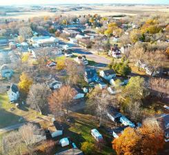 112 2nd St, Kiester, MN 56051 - aerial view of property and surrounding area