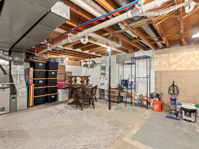 5335 Pine Beach Rd, Brainerd, MN 56401 - unfinished basement with heating unit and concrete block wall
