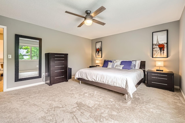5691 Birch Trl, Shoreview, MN 55126 - bedroom with light colored carpet, baseboards, and ceiling fan