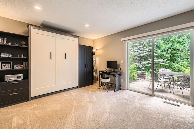 5691 Birch Trl, Shoreview, MN 55126 - office featuring a textured ceiling, light colored carpet, and recessed lighting