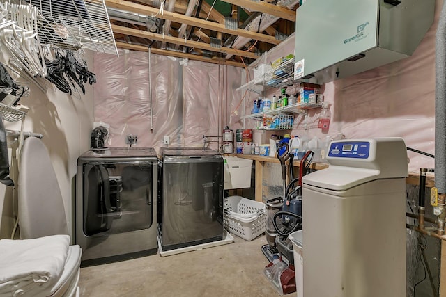 823 Morningside Loop, Saint Joseph, MN 56374 - unfinished basement featuring a water softener system and washing machine and dryer
