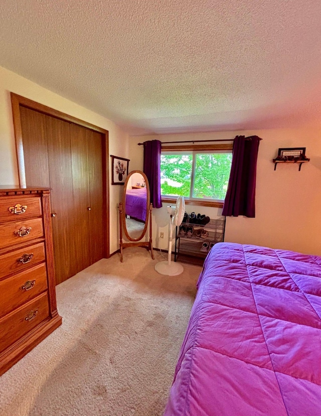 4488 Konieska Rd, Moose Lake, MN 55767 - bedroom featuring a textured ceiling, light carpet, and a closet