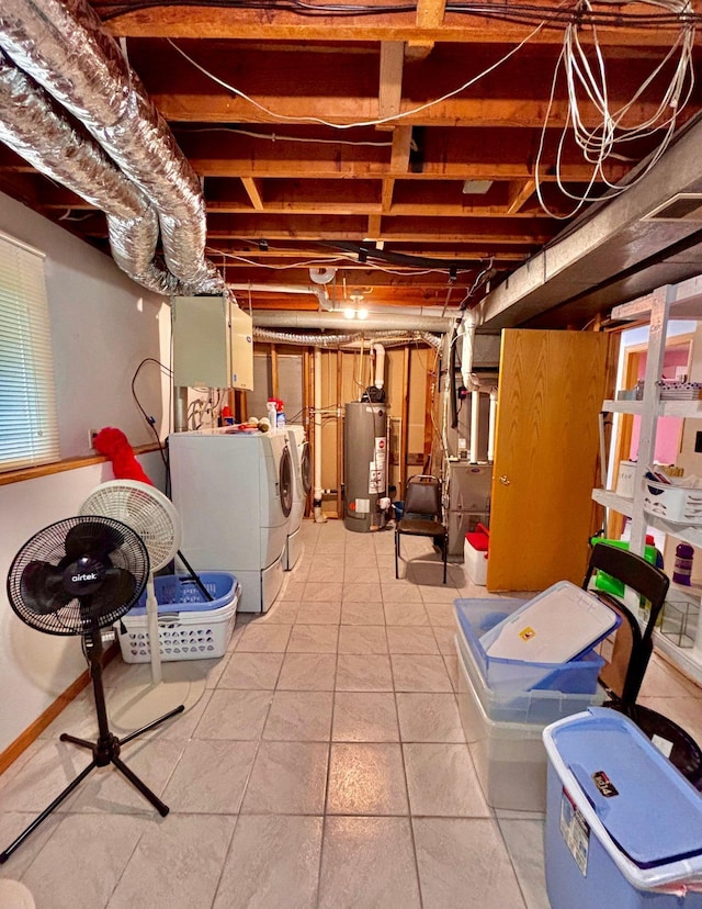 4488 Konieska Rd, Moose Lake, MN 55767 - unfinished below grade area with gas water heater, independent washer and dryer, and heating unit