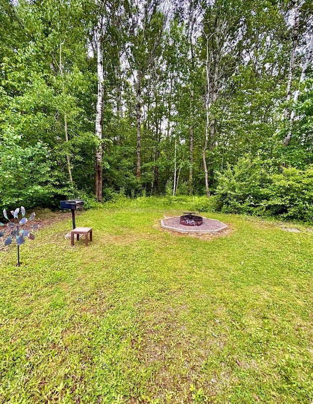 4488 Konieska Rd, Moose Lake, MN 55767 - view of grassy yard featuring an outdoor fire pit