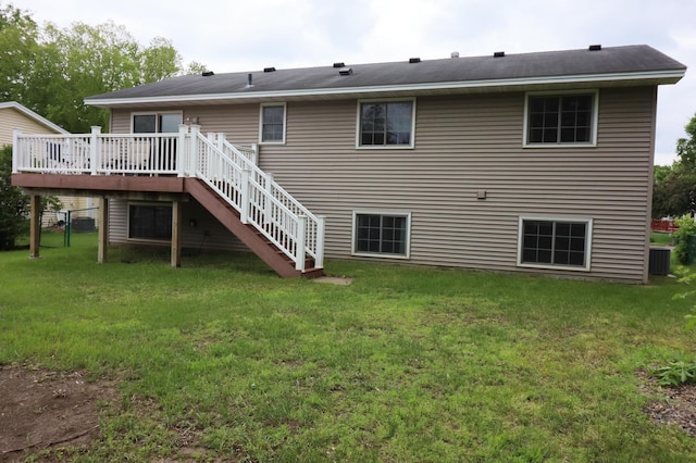 7971 Upper 145th St W, Apple Valley, MN 55124 - back of house featuring a wooden deck, stairs, and a yard