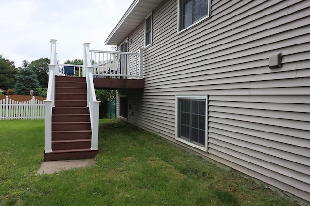 7971 Upper 145th St W, Apple Valley, MN 55124 - view of property exterior with stairs and a wooden deck