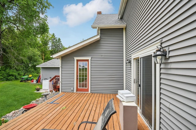 2256 40th Ave Unit X, East Farmington, WI 54020 - wooden deck with a yard