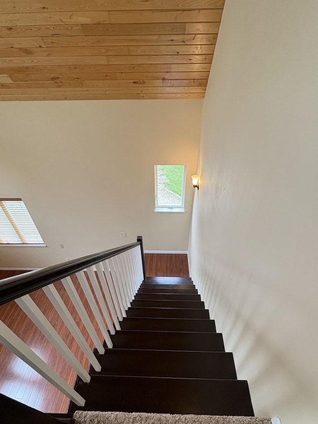 32813 Whispering Springs Loop, Erhard, MN 56534 - staircase with wood finished floors and lofted ceiling