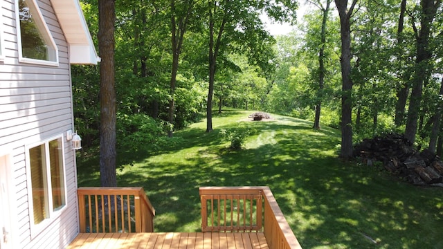 32813 Whispering Springs Loop, Erhard, MN 56534 - view of green lawn featuring a deck
