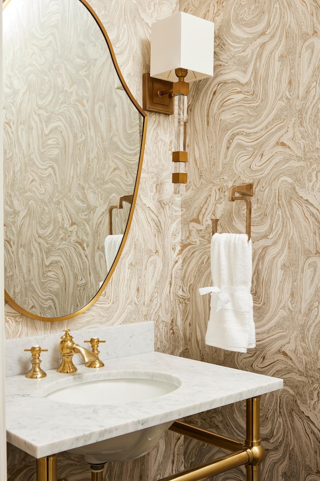 55XX Mcguire Rd, Edina, MN 55439 - bathroom with wallpapered walls