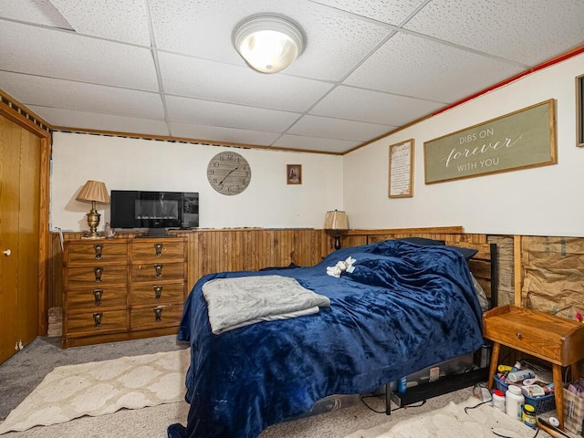 18241 Dahlia St NW, Oak Grove, MN 55011 - carpeted bedroom with a drop ceiling and wooden walls