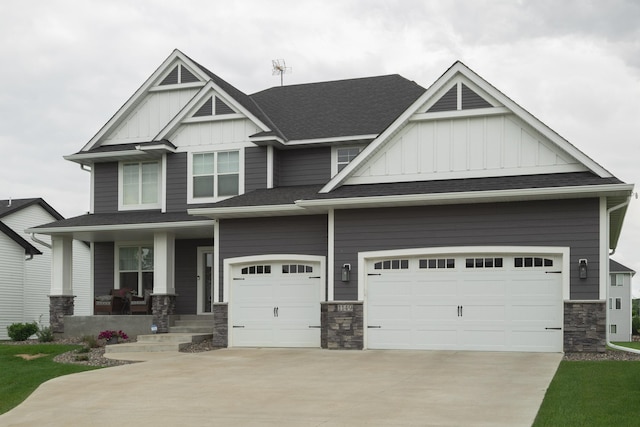 1149 167th Ave NW, Andover, MN 55304 - craftsman inspired home with board and batten siding, driveway, stone siding, and covered porch