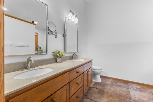 13870 Daphne Ln, Rosemount, MN 55068 - bathroom with double vanity, toilet, and baseboards