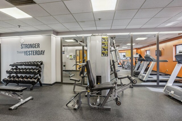 78 10th St E Unit 3009, Saint Paul, MN 55101 - exercise room with a paneled ceiling and baseboards