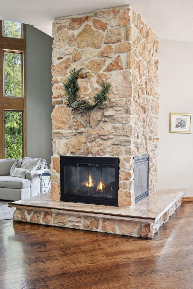 10481 Bluff Rd, Eden Prairie, MN 55347 - detailed view of a fireplace and wood finished floors