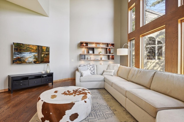 10481 Bluff Rd, Eden Prairie, MN 55347 - living room with a high ceiling and wood finished floors