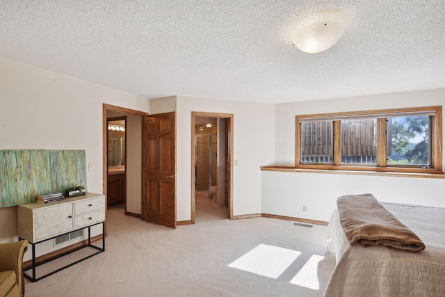 10481 Bluff Rd, Eden Prairie, MN 55347 - bedroom featuring light carpet, ensuite bathroom, and a textured ceiling