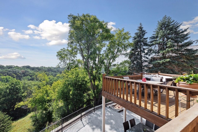 10481 Bluff Rd, Eden Prairie, MN 55347 - deck featuring a view of trees