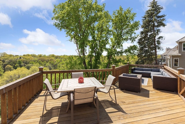 10481 Bluff Rd, Eden Prairie, MN 55347 - wooden deck with outdoor lounge area and outdoor dining space