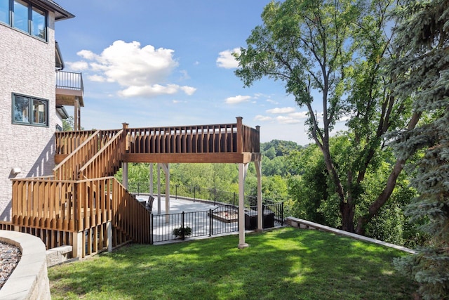 10481 Bluff Rd, Eden Prairie, MN 55347 - view of yard featuring stairway, a deck, and a patio area