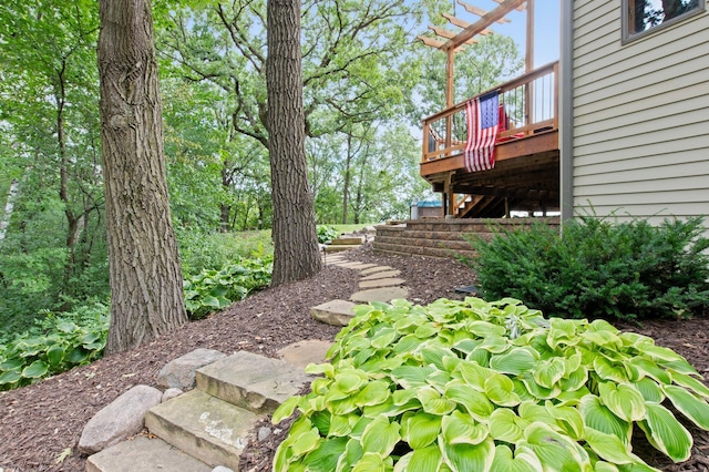 8440 Delaney Ct, Inver Grove Heights, MN 55076 - view of yard with a wooden deck and stairway