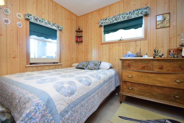 3777 Deer Lake Dr, Danbury, WI 54830 - bedroom with multiple windows and wood walls
